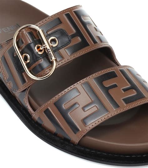 fendi embossed ff leather sandals|farfetch fendi sandals.